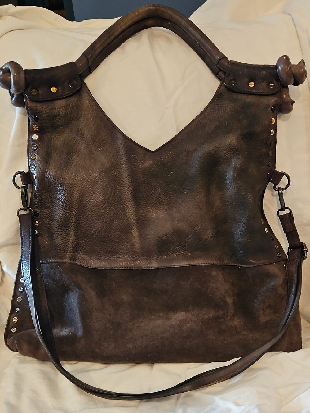 Free People We the Free Valencia Tote Leather Studded Boho Slouchy/Crossbody